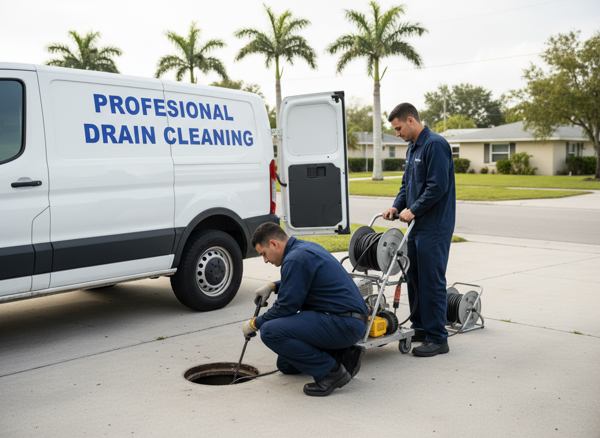 The Profesional Drain Cleaning team at work in North Fort Myers